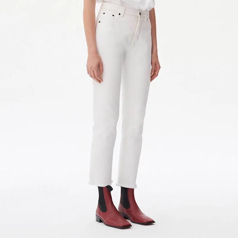 

Washing Twill Cotton White Fit Woolen Jeans Women Coated Women Jeans 2019