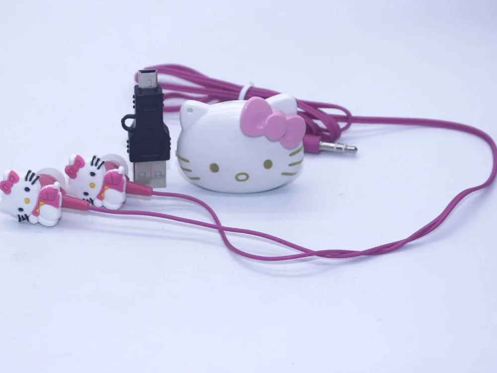 1 шт./лот Высокое качество hello kitty MP3 музыкальный плеер клип mp3 плееры Поддержка TF карта с наушником мини USB сумка