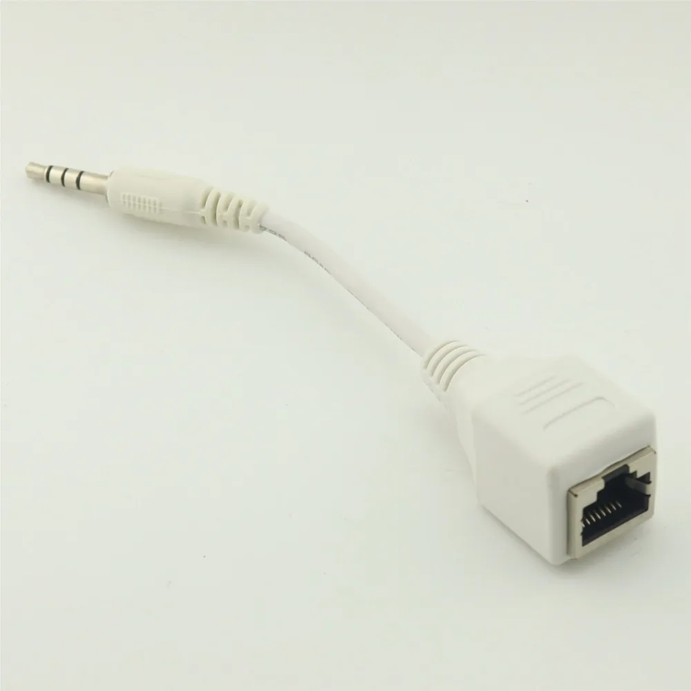 3.5mm TRRS Male Plug To RJ45 Ethernet Adapter Cable - 14cm White, For Audio Over LAN 6 thumbnail image