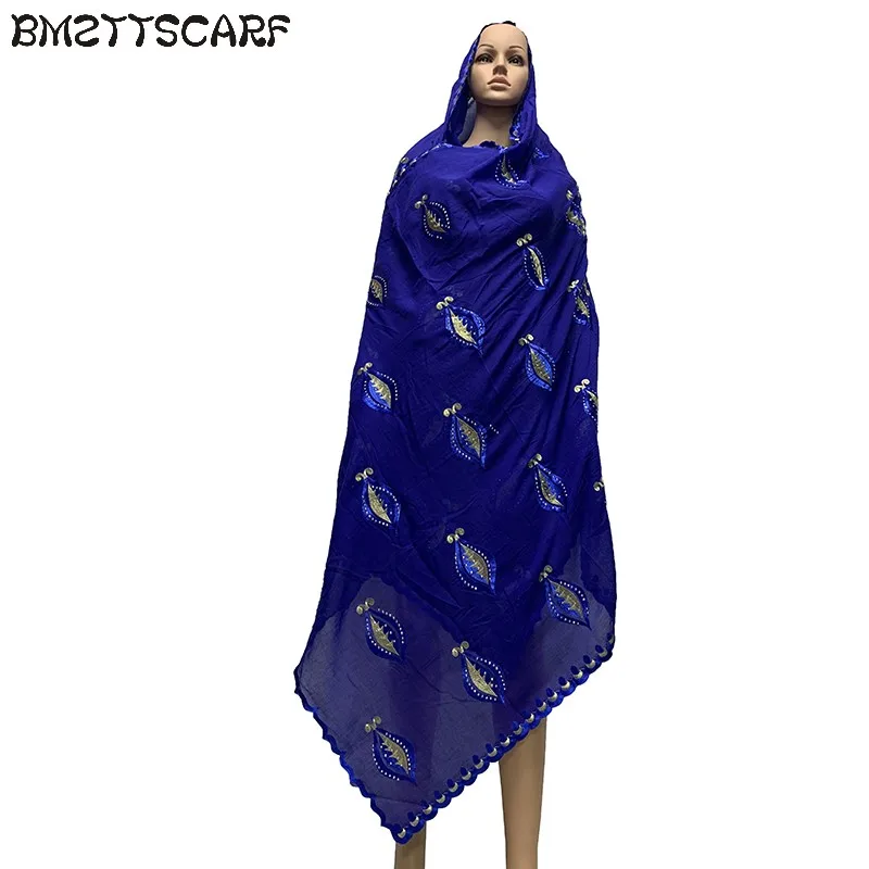 Новое поступление африканские женские шарфы мягкий хлопковый шарф большой дизайн вышивки на спине длинные шали платок BM785