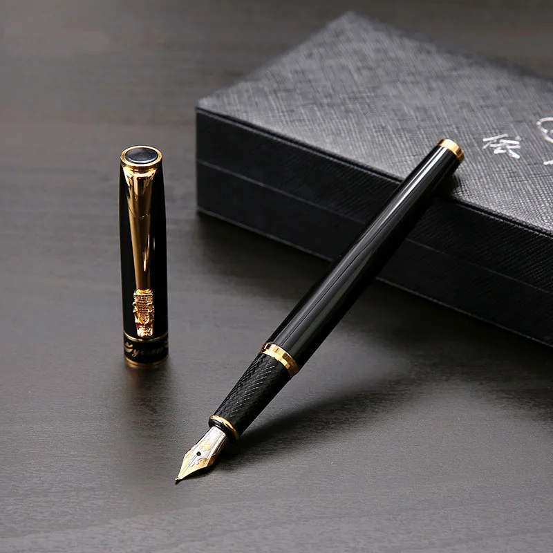 

1PCS High Quality Luxury Fountain pen 0.5mm full metal Golden Clip ink pens Caneta Stationery Office school supplies GB28