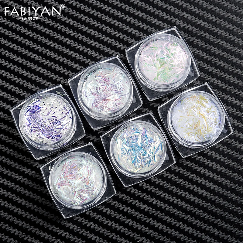 

6pcs Nail Art Laser Strip Line Wire Glitter Powder Sequins Foils Flake Slice Dust Paillette Decorations Decal Tips Manicure Tool