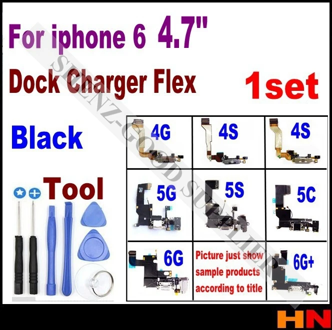 1 комплект черный для iPhone 6 4 7 зарядный порт док разъем гибкий кабель Замена +