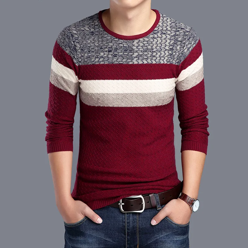 Повседневный мужской свитер, весенние мужские свитера, хлопковый свитер с круглым вырезом и длинными рукавами, мужские тонкие однотонные пуловеры, вязаный мужской свитер - Цвет: A2