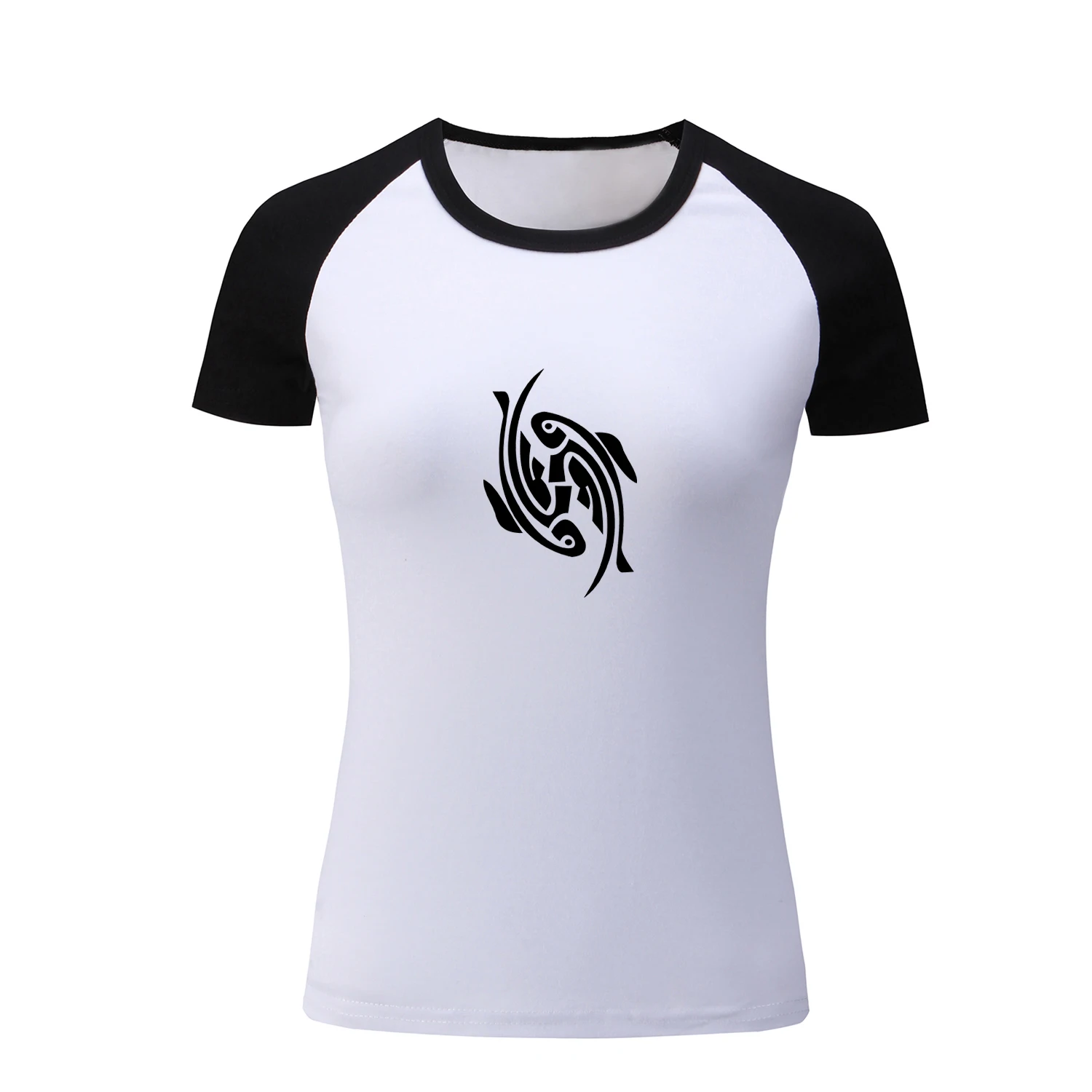 Животных печати смешные футболки Созвездие Рыбы Племенной Рак татуировки Дизайн футболка Для женщин леди девушка футболка летние