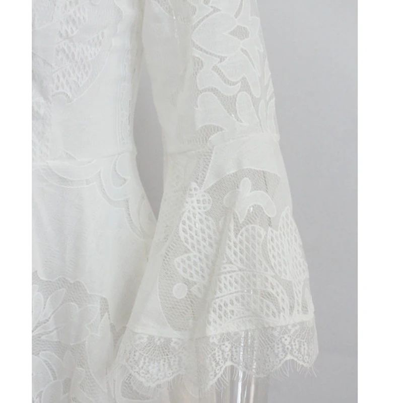 Женское белое кружевное платье в стиле бохо с v-образным вырезом и расклешенными рукавами, пляжный сарафан для отпуска, необычные женские сексуальные мини платья для свадебной вечеринки M0103