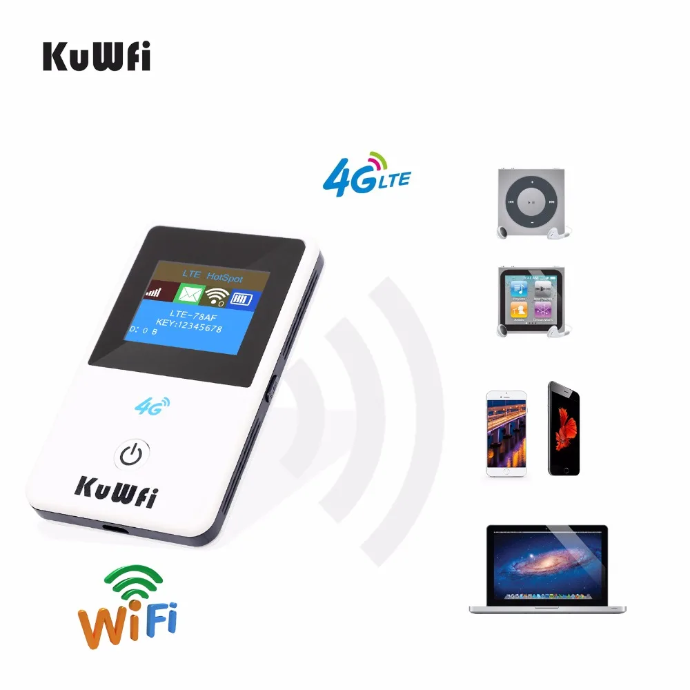 KuWFi Unlocked 300Mbps 4G Mini Wifi Router 3G 4G Lte Wireless Portable