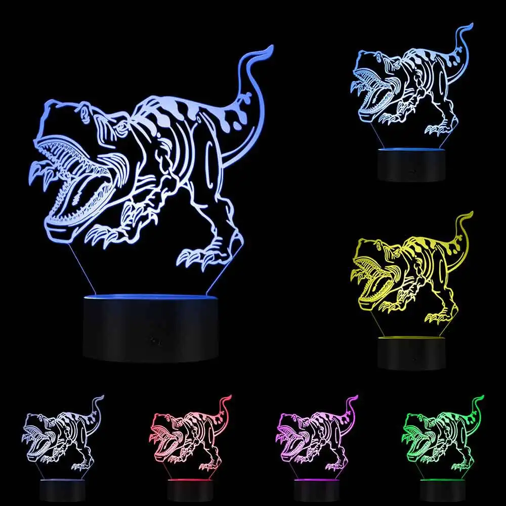 Новинка 3D светодиодный Иллюзия светодиодный ночник динозавров ночные огни 3D светодиодный настольная лампа, как дети освещение для сна