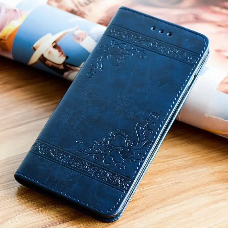 Чехол-бумажник с откидной крышкой с тиснением Обложка для samsung Galaxy A5 A7 A3 чехол Магнитный кожаный чехол для samsung A3 A5 A50 A30 A70 M10 - Цвет: Синий
