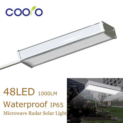 Radar de Microondas Sensor de Movimento Lâmpada de Parede Lâmpada de Rua ao ar Ip65 à Prova Solar Água Livre Segurança Spotslights 48led Luz 1000lm d’
