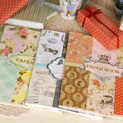 

ENOGREETING vintage floral home decoration paper craft gift wrapping paper craft 3 designs 24sheets/book
