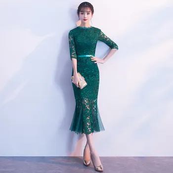 

2020 New Long Mermaid Evening Dress Lace Appliques Elegant Prom Gowns Robe De Soiree Formal Party Dresses Vestidos Sereia
