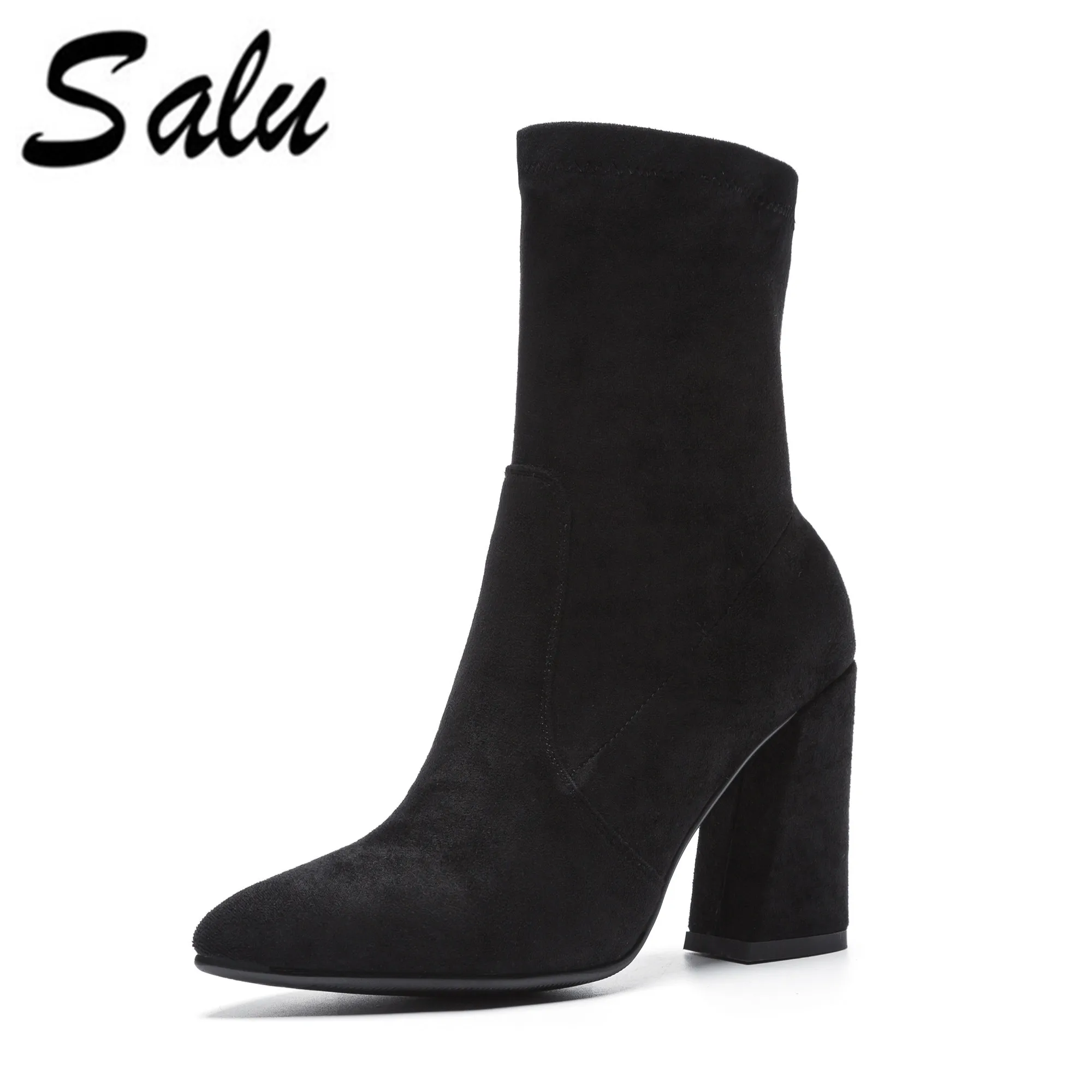 

Salu 2018 cow suede Leather Boots Women Shoes Simple Style Ankle Boots With Handmade High Quality Shoes
