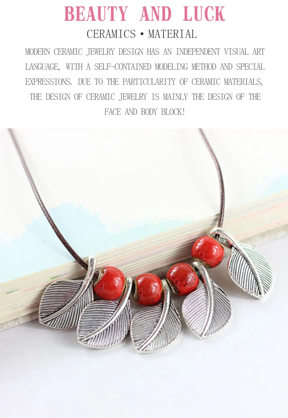 Ceramic Flower Glaze Leaf Necklace Women's Simple Temperament Clavicle Chain Pendant Clothes Jewelry Wild To Send Girls Gifts (3)
