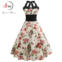 Halter Backelss Summer font b Dress b font Women 2018 Floral Retro font b Vintage b