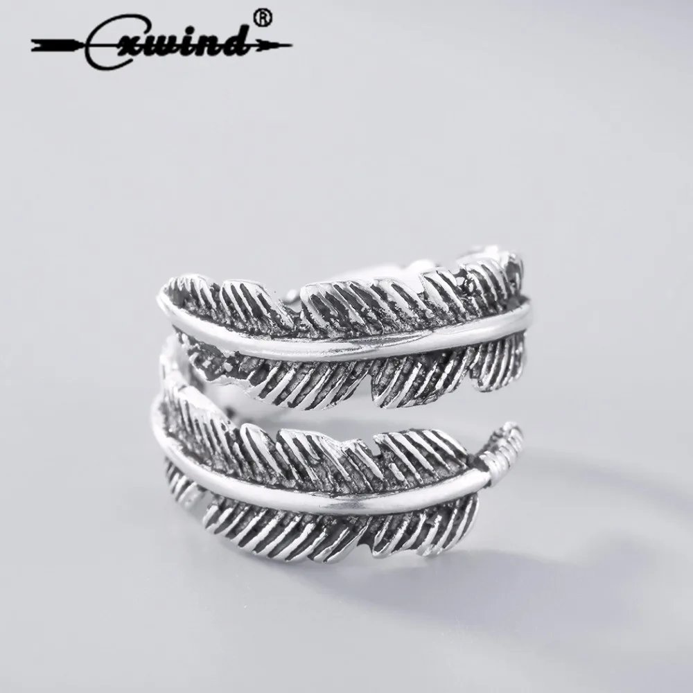 

Fashion Retro Tree Leaf Open Rings Feather Ring for Women Punk Style Girl Midi Finger Party Gift anillos mujer Jewelry