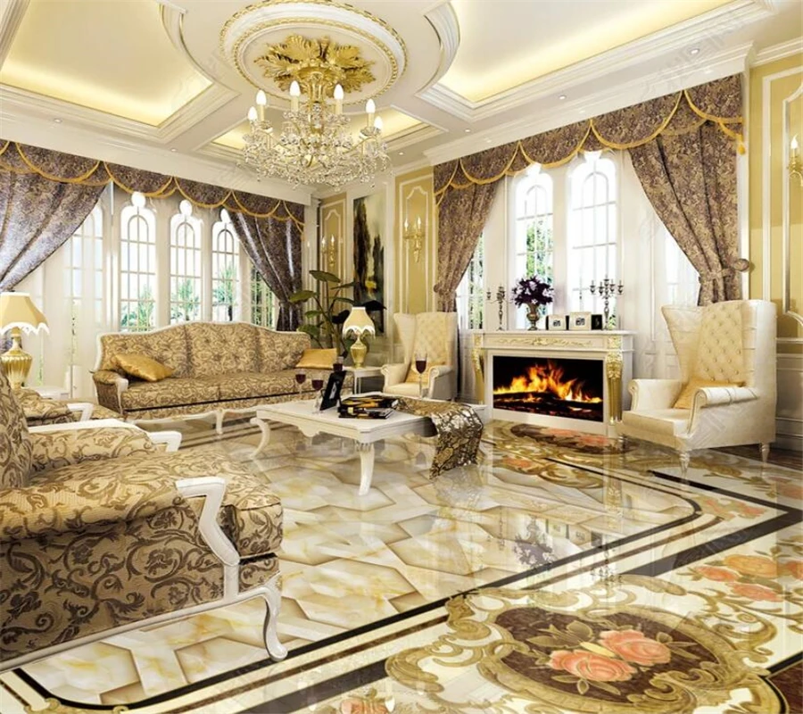 beibehang Large floor murals custom living room bedroom kitchen and
European three-dimensional stone parquet floor murals