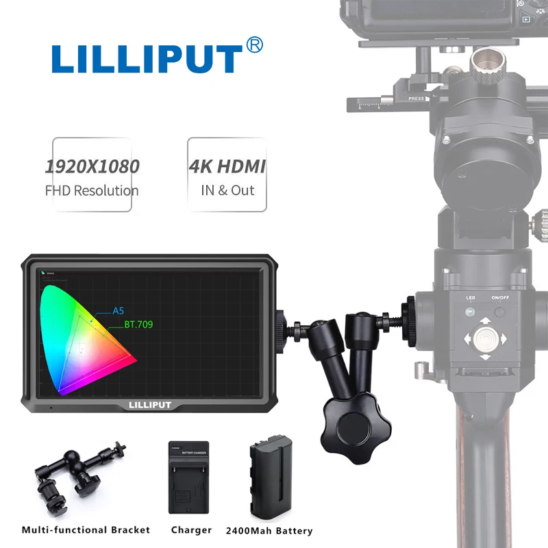 Lilliput A5 новейший 5 дюймов 1920x1080 мини полевой ips видео монитор DSLR накамерный монитор 4K HDMI IN OUT для Gimbals стабилизатор