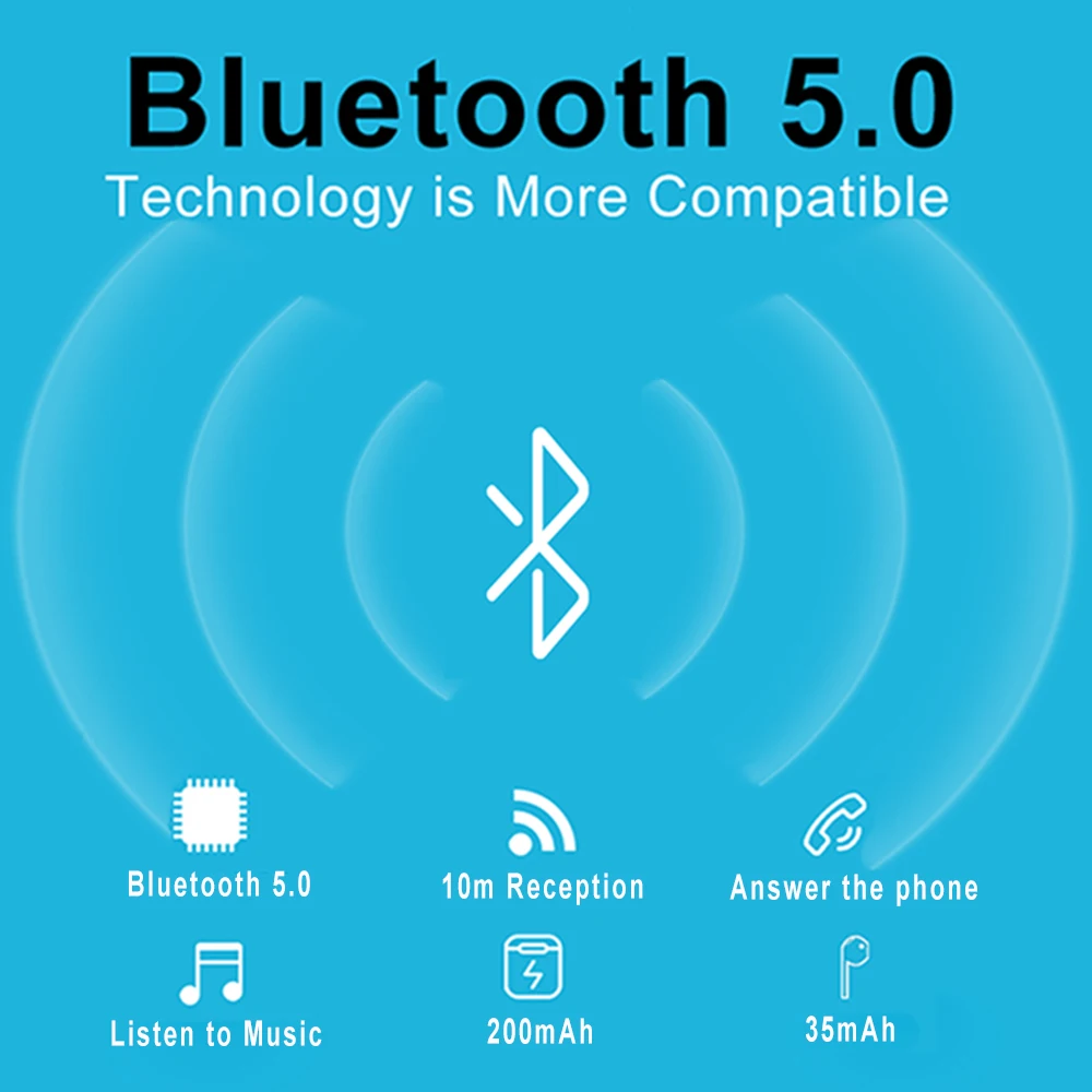 Беспроводные наушники Bluetooth 5,0, настоящие Беспроводные наушники с микрофоном, Bluetooth наушники, спортивные наушники для телефона, чехол для зарядки