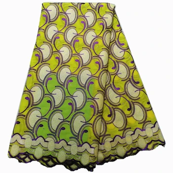 

Yellow african voile lace fabric good quality swiss voile lace cotton material nigerian lace Fabric for women dress
