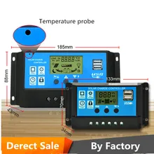 Solar Charger Controller 30A 20A 10A 12V 24V Battery Charger LCD Dual USB Solar Panel Regulator solar battery charger controller ep series mt50 remote meter and bluetooth function ls2024b 20a 12v 24v battery charging