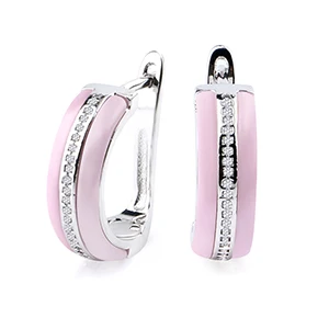 Новое поступление, розовые u-образные серьги, красивые здоровые керамические ювелирные изделия, Кристальные розовые керамические серьги для женщин, лучшие рождественские подарки - Окраска металла: Pink