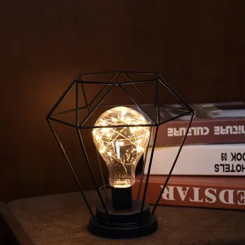

Retro LED Night Light Nordic Vintage Black Wrought Iron Lamp Copper Wire bulb Night Lamp For Home Bedside Table Decoration Lamp