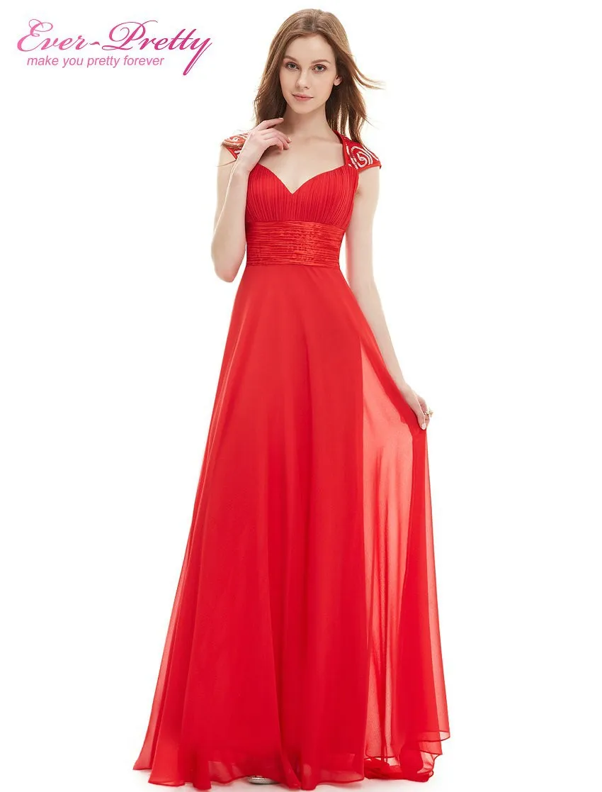 Buy Cheap Evening Dress Red Color Ever-Pretty EP09672 Sexy V Neck Sequins Chiffon Summer A Line 2017 Formal Long Evening Dress