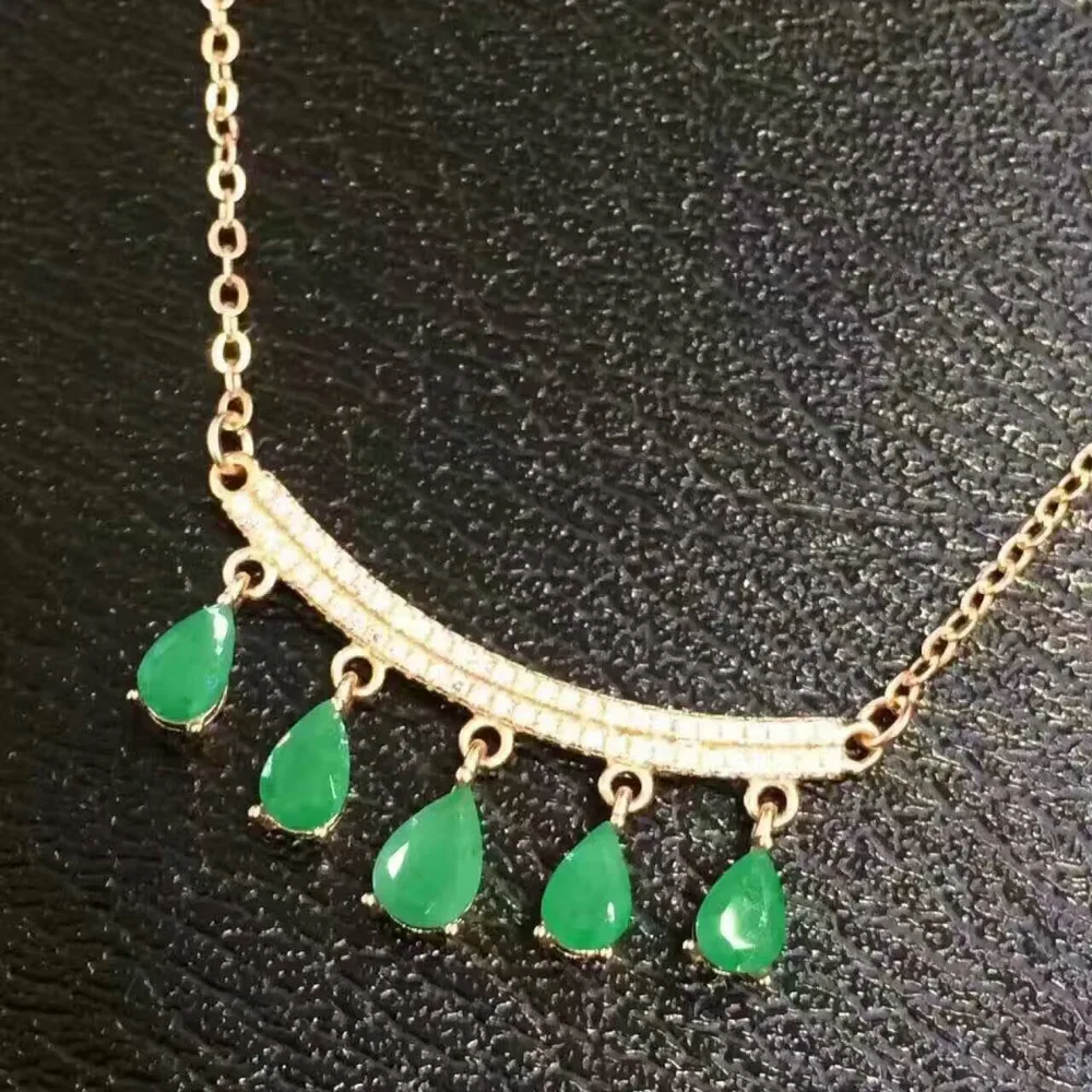 

natural green emerald Pendant natural gemstone pendant necklace S925 silver Elegant Lovely Smiling face girl gift fine jewelery