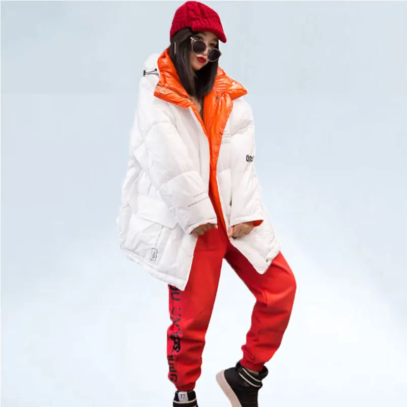 

European Style 2019 Winter Coat Women Korean Loose Harajuku Warm Down Cotton Jacket Hooded Down Jacket Plus size Parka Coat 701