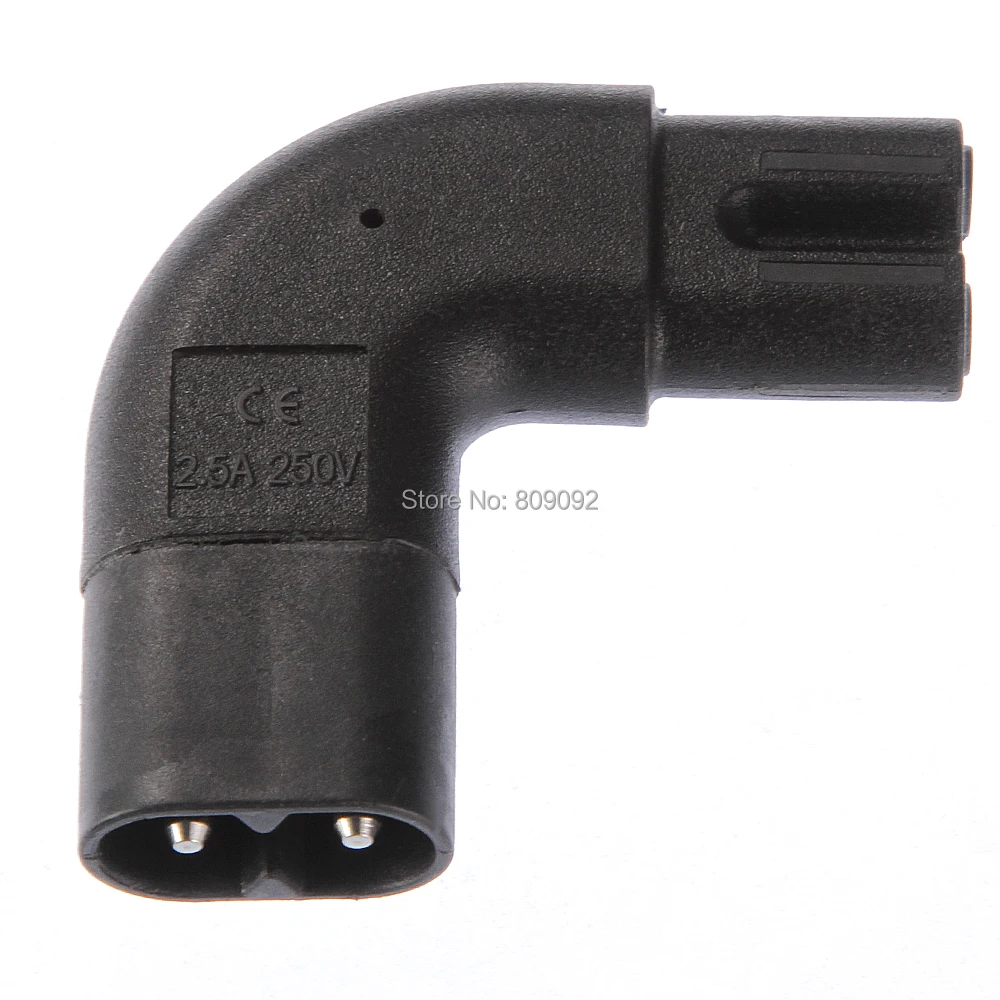 Right-Angle IEC 320 C7 to C8 Figure 8 AC Power Adapter Plug Converter