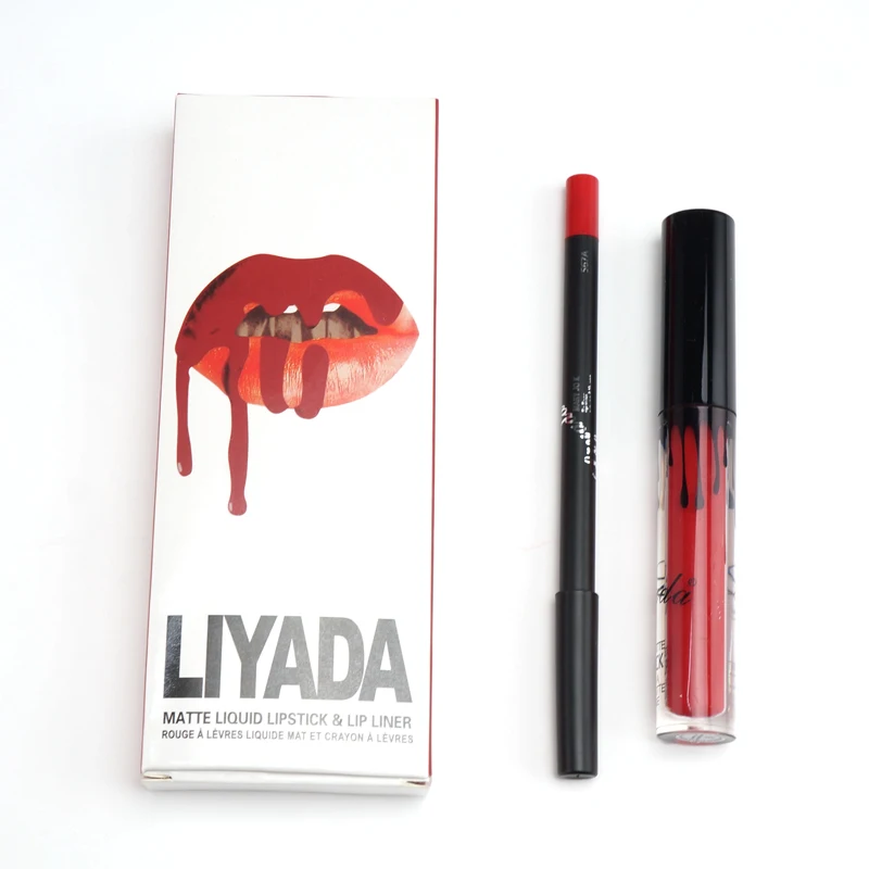 

New Brand Matte Lipstick With lip liner Makeup Set Waterproof Liquid Lipstick Lip Gloss Beauty Labiales Batom Maquiagem
