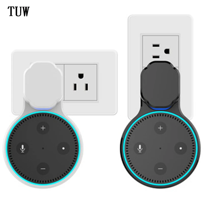 

2018 hot USB white and black ABS universal simple sound box holders EM01 with outlet wall mount for Echo Dot 2nd loudspeaker