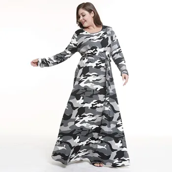 

Plus Size Camouflage Dress Maxi Women Summer Dresses Xxxl Xxxxl Sukienki Robe Longue Oversized Long Sleeve Vestidos Verano 2019