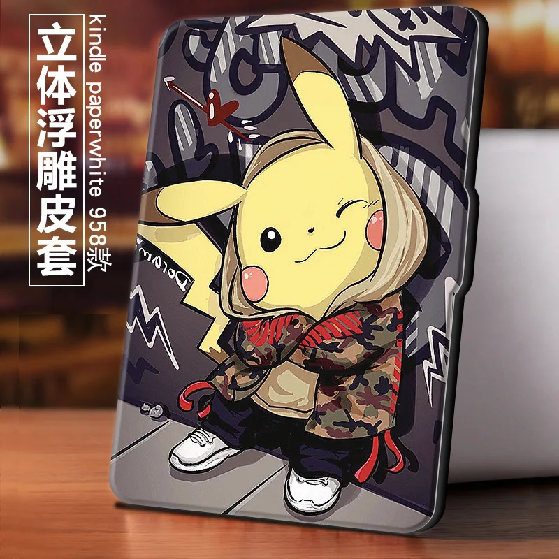 

The cartoon picture of 3D relief for Amazon Kindle Paperwhite 321 6 Inch Ereader Slim Protective Flip Smart Cover Pu Leather