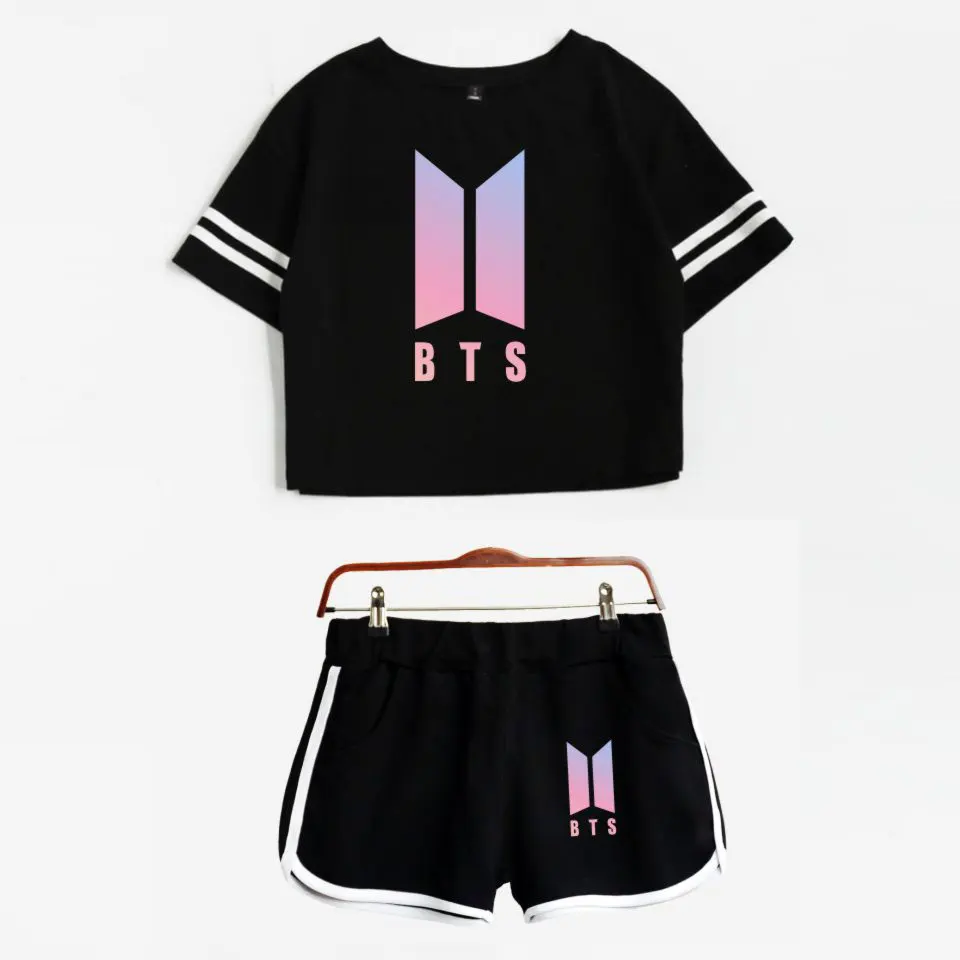 

Drop Shopping Kpop Album print Leisure Women Two Piece Set Shorts And lovely T-shirts Hot Sale Clothes A200-A3380