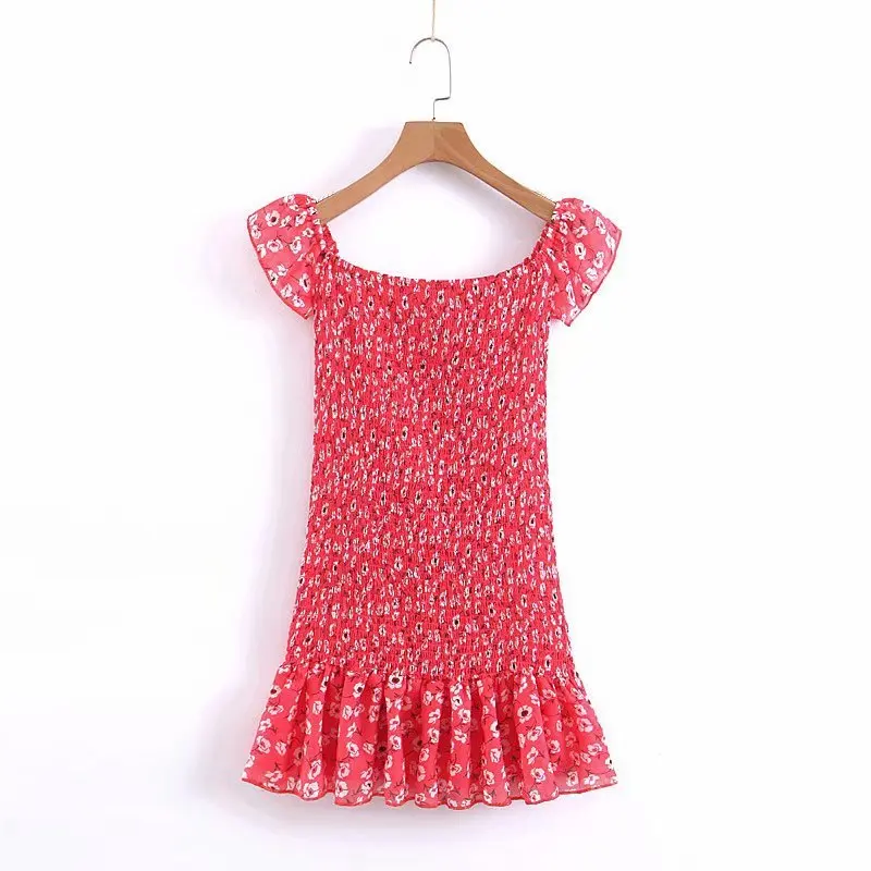 

XL45-2092 European and American fashion printed word shoulder dress