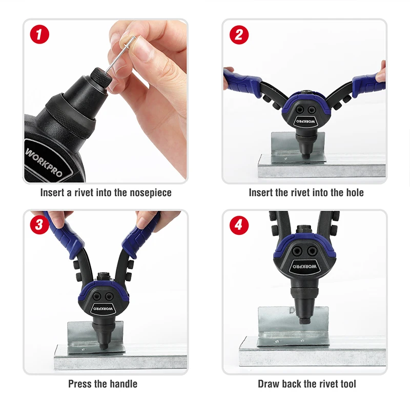 WORKPRO 10"  Riveter Gun with Rivet Nut Blind Rivet Guns Home DIY Nails Gun 4