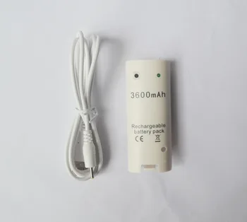 

For Wii Game accessories 3600mAh Rechargeable Battery Pack + Charging Cable for Nintend Wii Remote Controller White Color