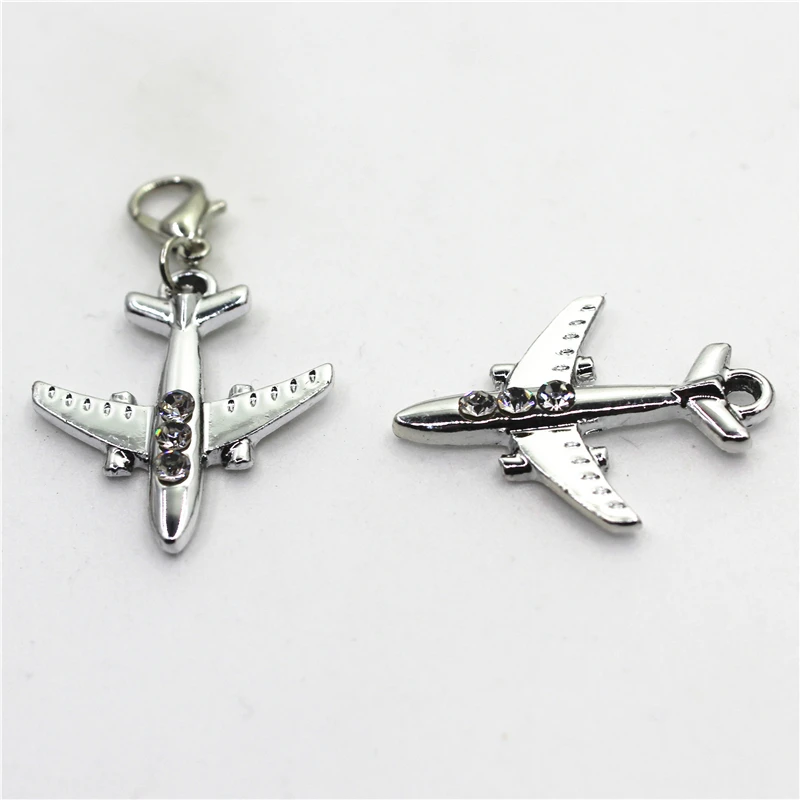 New Arrive 10pcs Crystal Plane Dangle Charms Lobster Clasp charms Hanging Charm DIY Jewelry Accessories Bracelet Necklace | Украшения и