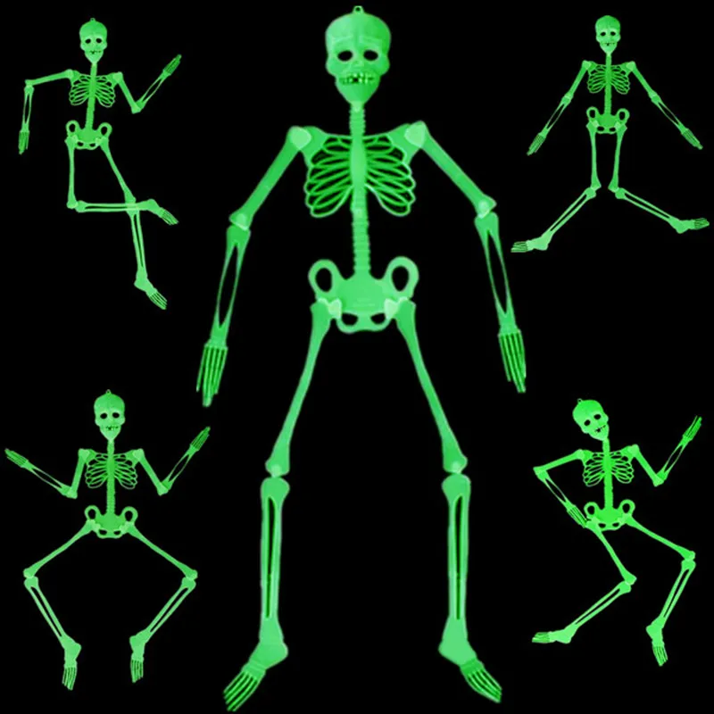 1Pcs 150cm Horror Luminous Movable Skull Skeleton Halloween Props Glow