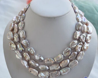 

FREE SHIPPING 0001129 3row 20mm LAVENDER BAROQUE KESHI REBORN biwa PEARL NECKLACE HOT HOT sell