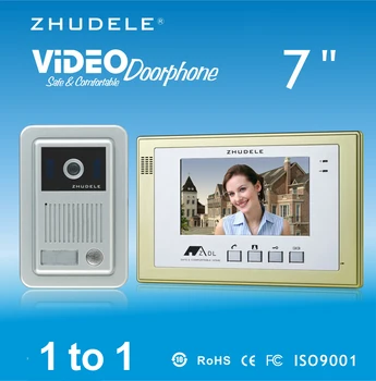 

ZHUDELE Top Quality 7" Color TFT LCD Monitor Video Door phone Intercom System With 1 Waterproof Doorbell Camera 1V1