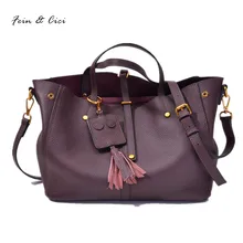 De las mujeres grandes de totalizadores del bolso genuino de cuero borlas bao bao bolso crossbody bolsas de verano 2017 nueva calidad de la marca de lujo de color rojo negro