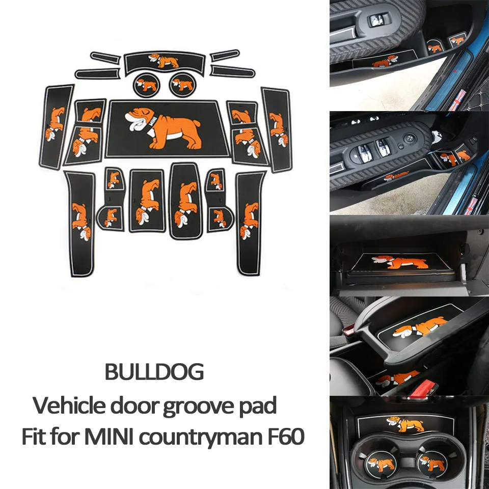 18 шт. автомобильный коврик для двери в виде рощи, наклейки для BMW MINI Countryman F60 с флагом Союза, Противоскользящий коврик, слот для ворот, коврик, аксессуары - Название цвета: Bulldog