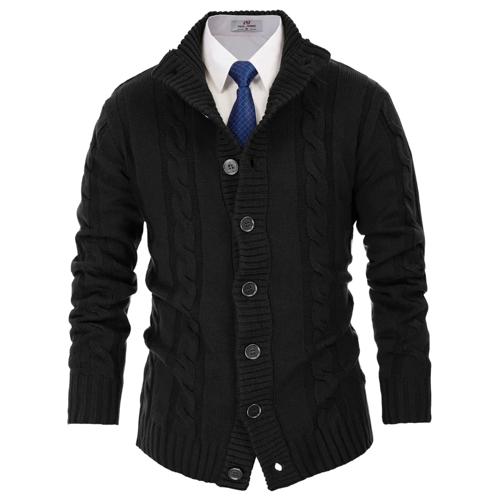

Winter Men Long Sleeve Stand Collar Button Placket Cardigan Knitted Sweater Coat