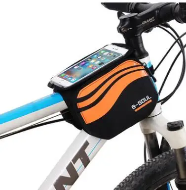 Велосипедная Передняя сумка для телефона с сенсорным экраном, MTB дорожный велосипед велосипедная сумка для мобильного телефона с сенсорным экраном 5,7 дюймов сумка для мобильного телефона Аксессуары для велосипеда - Цвет: Оранжевый
