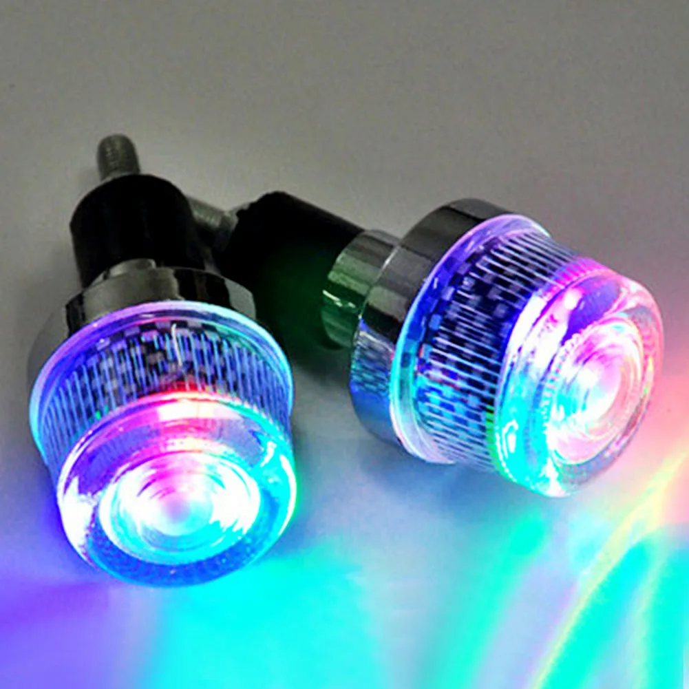 Clearance Sales Colorful 2Pcs/Set Waterproof Bike Bicycle Motorcycle  End LED Plug Lights with RGB LED Flash Lamps for 7/8 inch 0