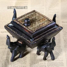 Год креативное искусство предметы интерьера Ретро тайский стиль DIY слон уникальная деревянная пепельница украшение дома