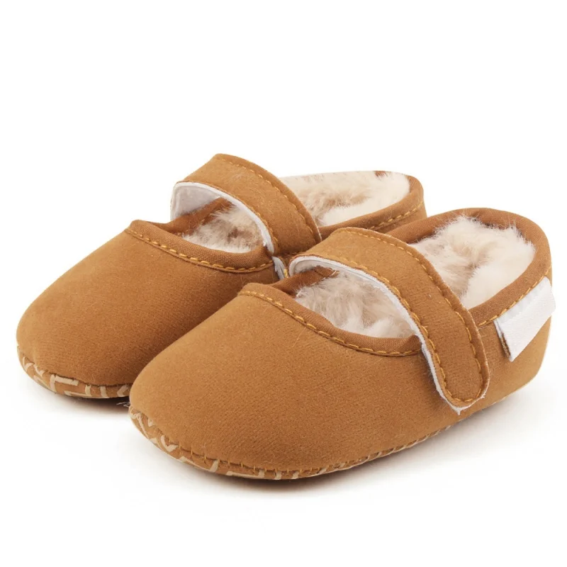 Зимние теплые бархатные мокасины для маленьких детей; мягкие милые туфли принцессы для малышей